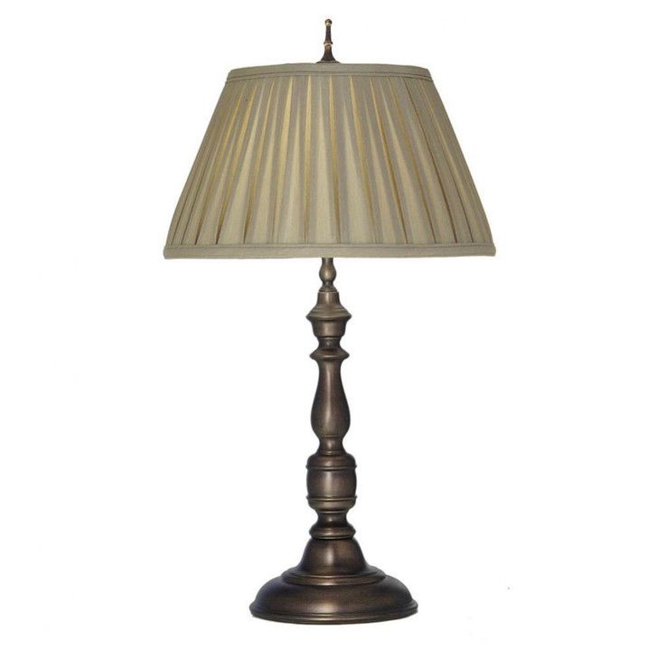 Table Lamp, 1-Light, Antique Old Bronze, Box Pleated Croissant Silksheen Fabric Shade, 28"H (TL-AC9616-AC9879-AOB YV0J07RV9N)