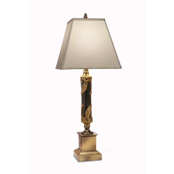 Table Lamp, 1-Light, Burnished Brass, Matte Black, Oyster Silksheen Fabric Shade, 30"H (TL-K2055-K9197-BB YV0J07RV9U)