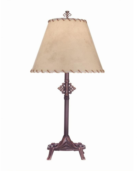 Table Lamp, 1-Light, Oxidized Bronze, Calfskin with Leather Lacing Fabric Shade, 33"H (TL-C292-C291-OB YV0J07RV9P)