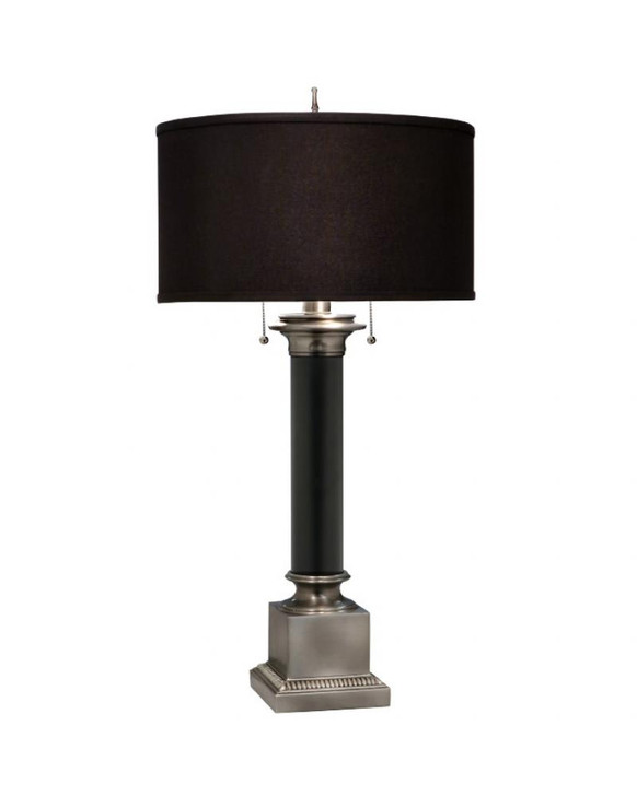 Table Lamp, 2-Light, Antique Nickel, Matte Black, Black Shadow Fabric Shade, 33"H (TL-K6001-K2091-AN YV0J07RV9Z)