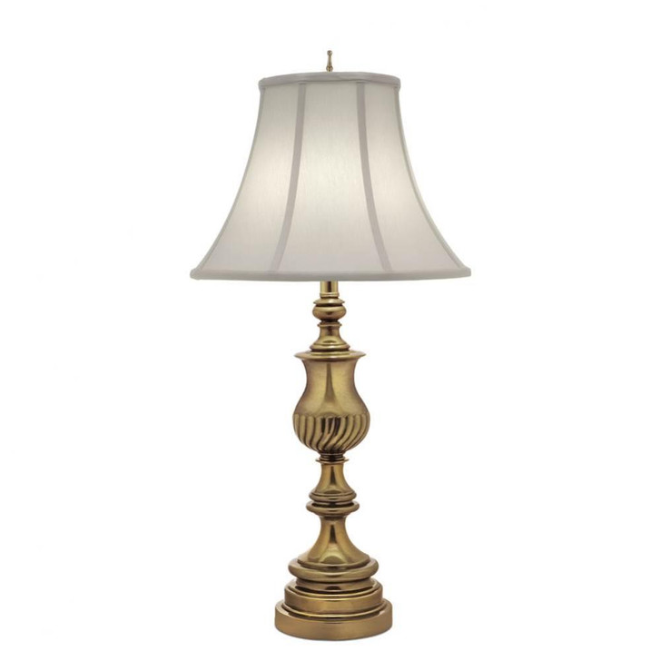 Table Lamp, 1-Light, Burnished Brass, Off-White Silk Shantung Fabric Shade, 33"H (TL-K6059-A671-BB YV0J07RVA1)