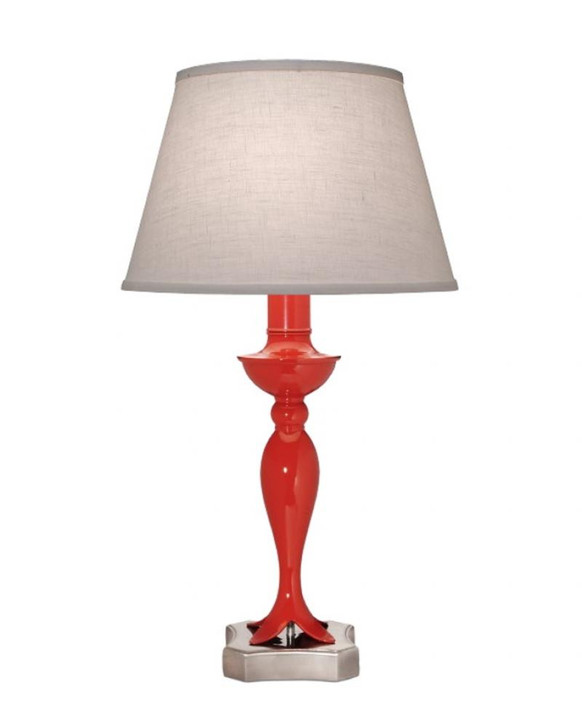 Table Lamp, 1-Light, Gloss Red, Satin Nickel, Cream Aberdeen Fabric Shade, 27"H (TL-K6167-A963-GRD YV0J07RVA5)