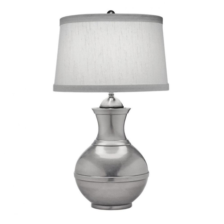Table Lamp, 1-Light, Antique Nickel, Global White Fabric Shade, 28"H (TL-N6553-AN YV0J07RVAM)