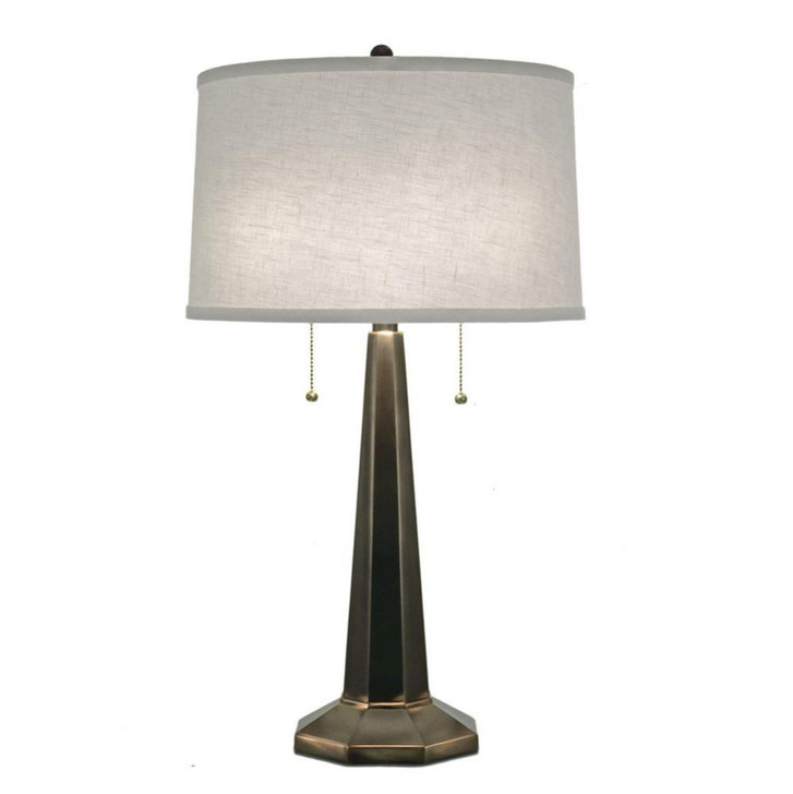 Table Lamp, 2-Light, Oxidized Bronze, Cream Aberdeen Fabric Shade, 27"H (TL-N8433-OB YV0J07RVCC)