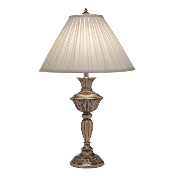 Table Lamp, 1-Light, Aged Brass, Box Pleated Honey Beige Windchime Fabric Shade, 31"H (TL-N8525-AGB YV0J07RVCF)