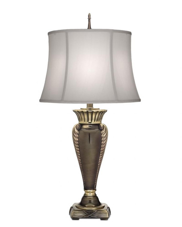 Table Lamp, 1-Light, Roman Bronze, Off-White Silk Shantung Fabric Shade, 34"H (Tl-N8704-RB YV0J07RVCJ)