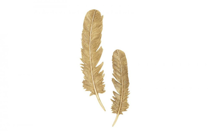 Feathers Wall Art, Large, Set of 2, Gold Leaf, 8"W (PH95596 YV0J07T71E)