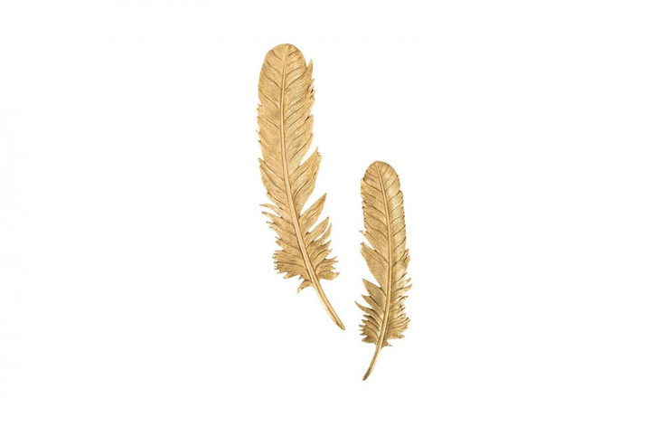 Feathers Wall Art, Small, Set of 2, Gold Leaf, 4"W (PH67716 YV0J07T71C)