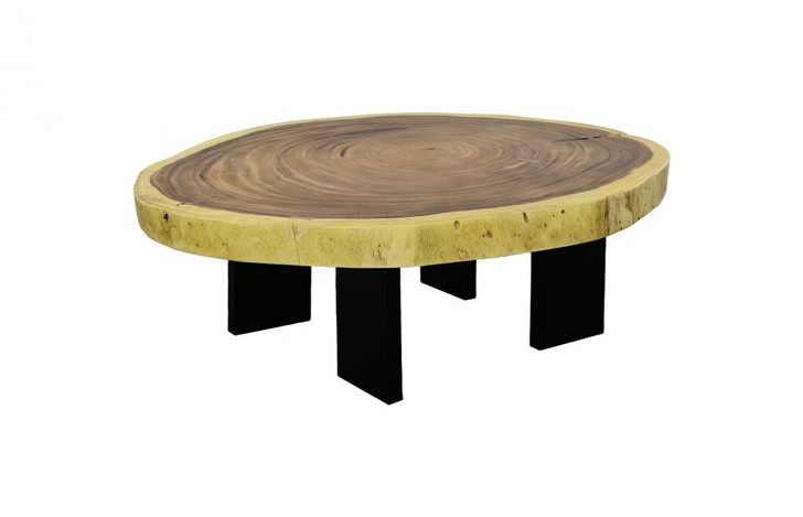 Floating Coffee Table, Small, Chamcha Top, Black Legs, 55"W (TH113103 YV0J07T71R)