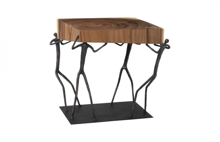 Atlas Side Table, Chamcha Top, Black Forged Base, 24"H (TH100397 YV0J07T26X)