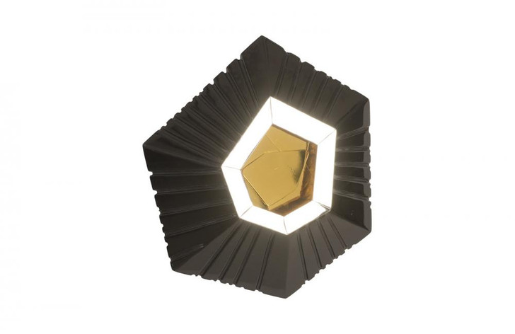 Hex Wall Tile, X-Small, Glossy Black, Gold, 8"W (PH80019 YV0J07T8ZW)