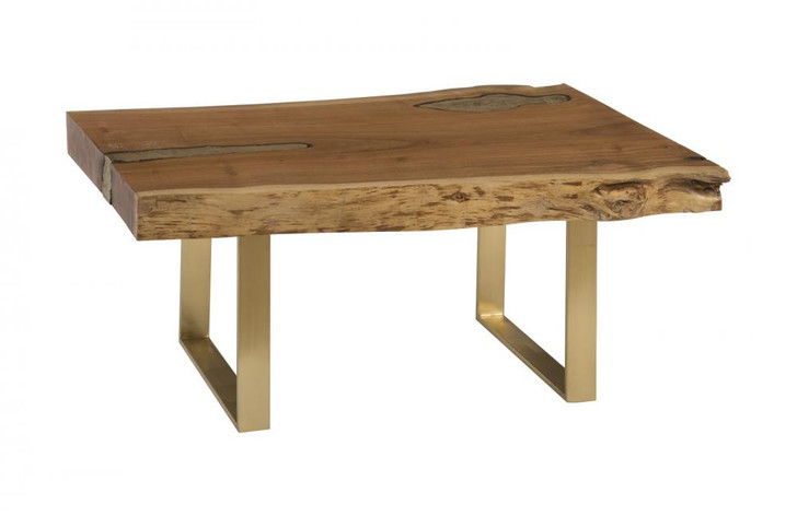 Molten Coffee Table, Natural Wood, Gold Base, 36"W (IN93152 YV0J07TAY5)