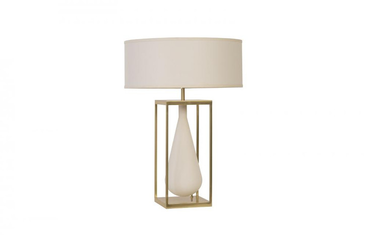 Tear Drop Table Lamp, 1-Light, Brass, Off-White Linen Shade, 29"H (CH92445 YV0J07W6T8)