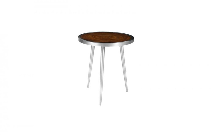 Sheesham Side Table, Wood Top, Aluminum Legs & Trim, 22"H (IN83479 YV0J07W5RJ)