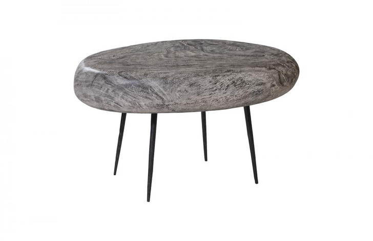 Skipping Stone Side Table, Graystone Top, Black Legs, 20"H (TH101664 YV0J07W5RV)
