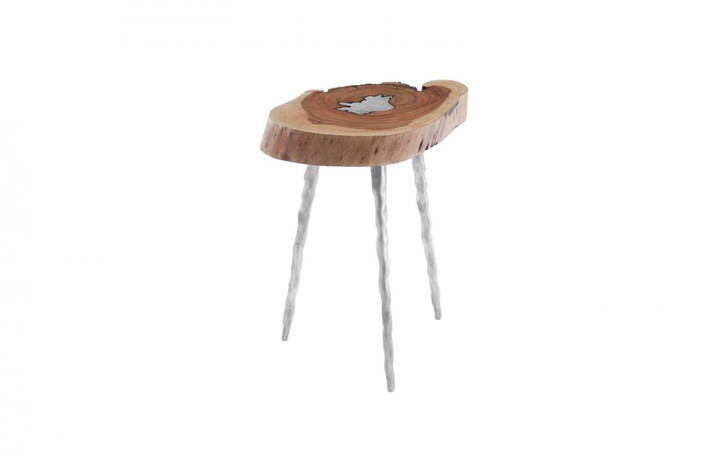 Molten Side Table, Chamcha Top, Polished Aluminum Legs, 18"H (IN84811 YV0J07TAYD)