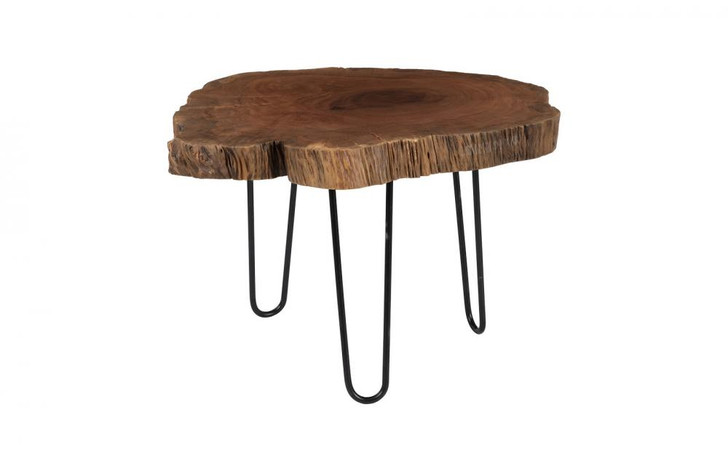 Burled Coffee Table, Wood Top, Black Legs, 27"W (TH109378 YV0J07T434)