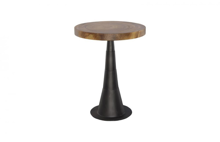 Chuleta Bar Table, Pedastal Base, Natural Wood Top, Black Base, 32"W (TH110311 YV0J07T53V)