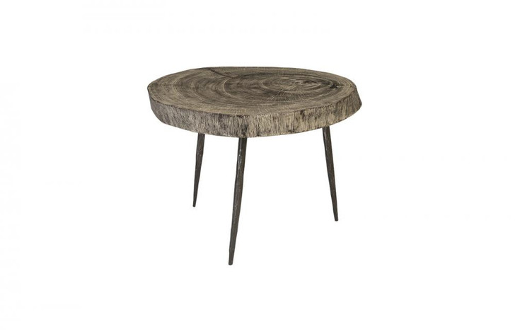 Crosscut Side Table, Graystone Top, Black Forged Legs, 19"H (TH85174 YV0J07T62F)