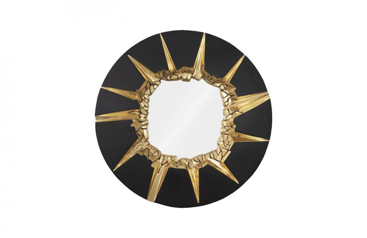 Circular Cracked Mirror, Black, Gold Leaf, 47"W (PH104346 YV0J07T54A)