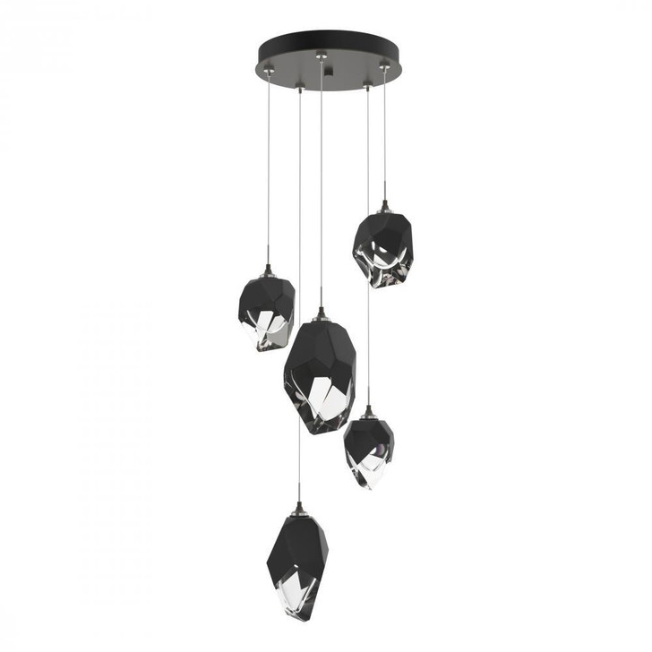 Hubbardton Forge Chrysalis Pendant, 5-Light, Dark Smoke, Black Polished Crystal, 15.7"W (131139-SKT-STND-07-BP0756 5YZTJ4) 