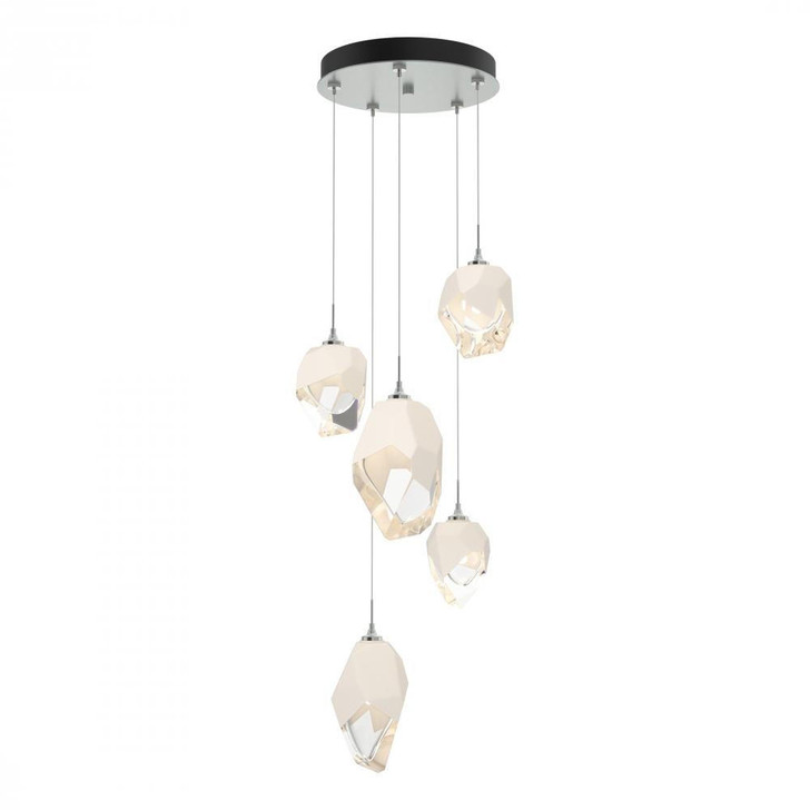 Hubbardton Forge Chrysalis Pendant, 5-Light, Vintage Platinum, White Polished Crystal, 15.7"W (131139-SKT-STND-82-WP0756 5YZTJL) 