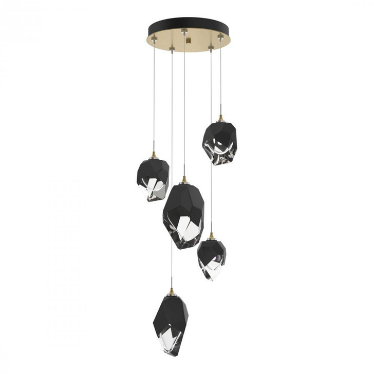 Hubbardton Forge Chrysalis Pendant, 5-Light, Modern Brass, Black Polished Crystal, 15.7"W (131139-SKT-STND-86-BP0756 5YZUF4) 