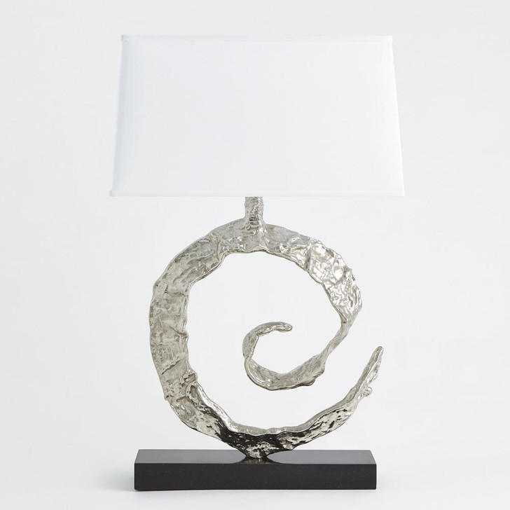Global Views Swirl Nickel with Black Granite Table Lamp 