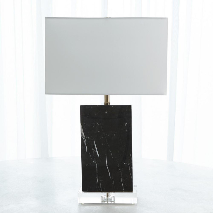 Global Views Marble Rectangular Black Table Lamp 
