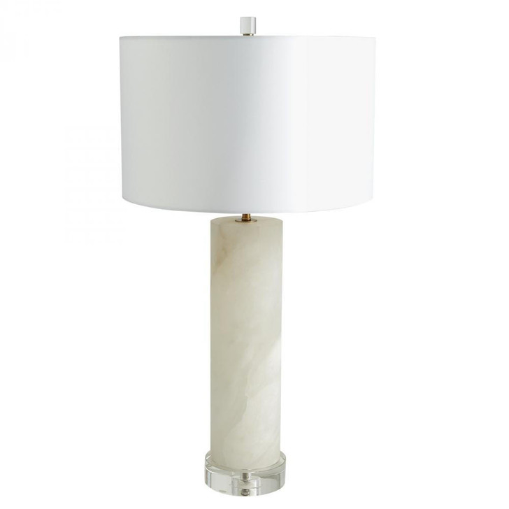 Global Views Alabaster Cylinder Brass Table Lamp 