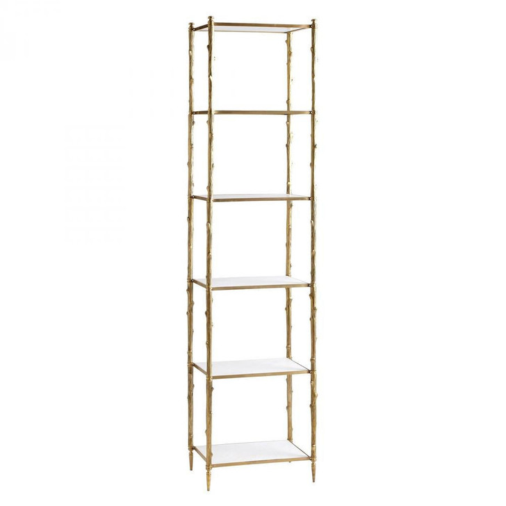 Global Views Arbor  Brass & White Marble Etagere 