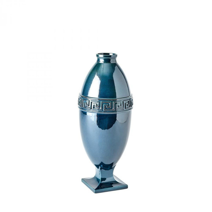 Global Views Greek Key Small Azure Vase 