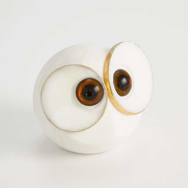 Global Views Alabaster Big Eyed Owl Large Sculpture 
