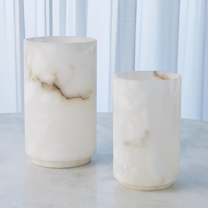 Global Views Alabaster Cylinder Large White Vase 