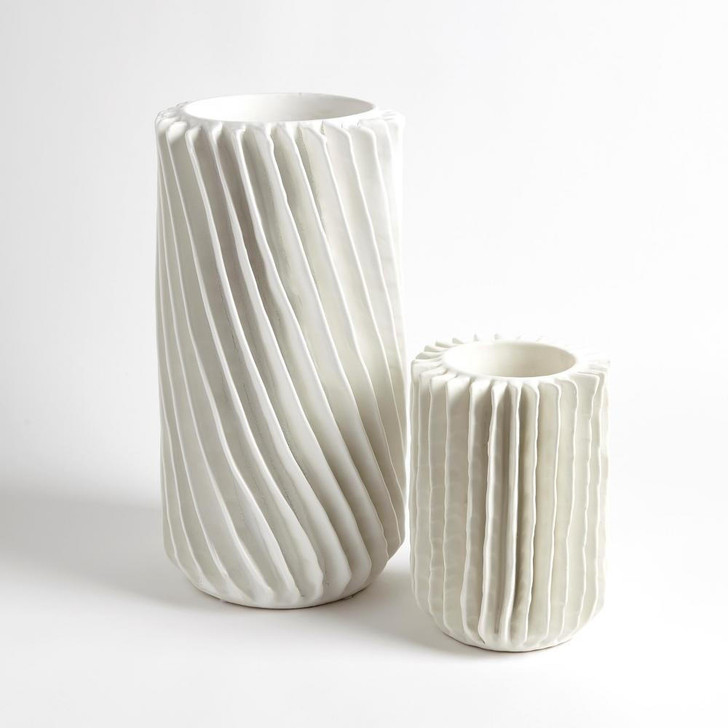 Global Views Radiator Swirl Small Matte White Vase 