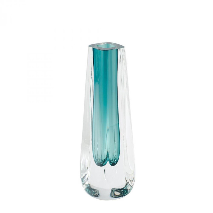 Global Views Square Cut Glass Azure Vase 