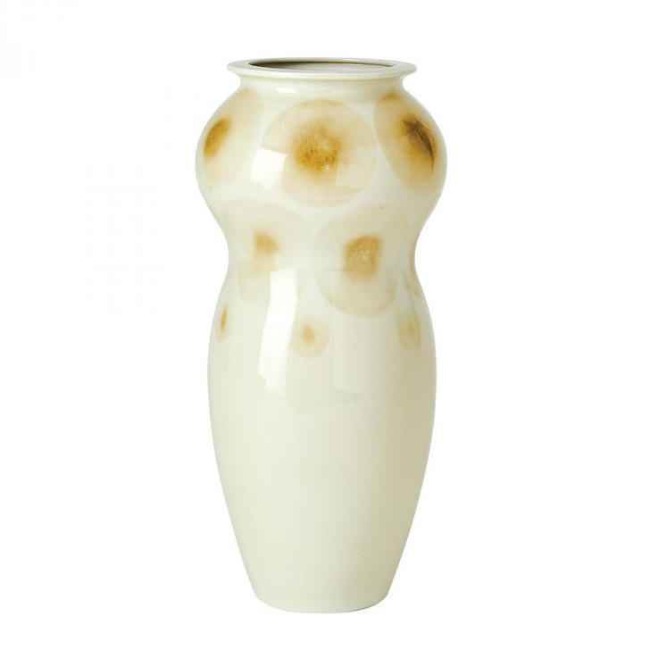 Global Views White with Taupe Spots Vase 