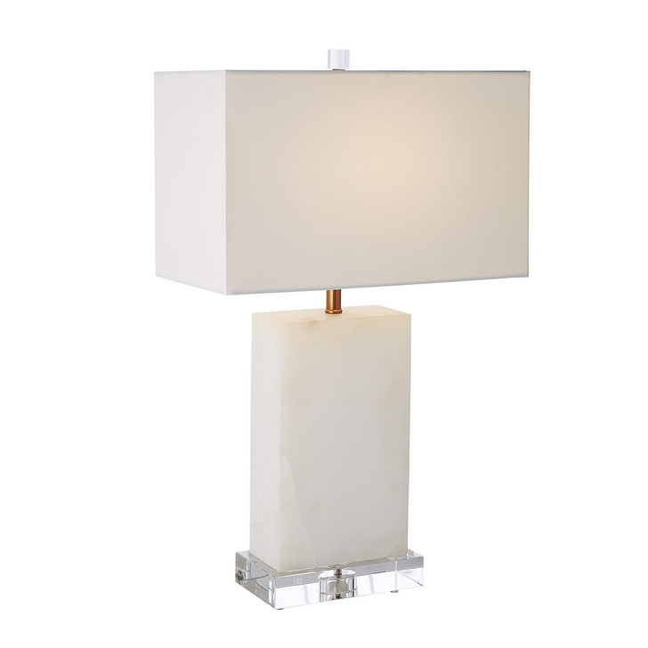 Global Views Alabaster Rectangular Brass Table Lamp 