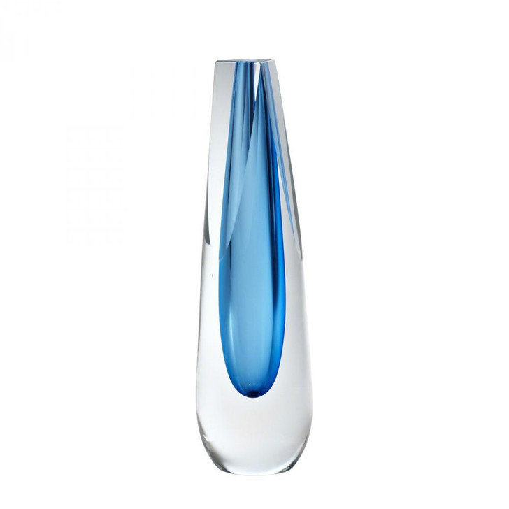 Global Views Triangle Cut Glass Cobalt Vase 