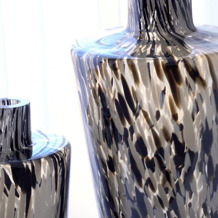 Global Views Confetti Shoulder Small Black/Beige Vase 