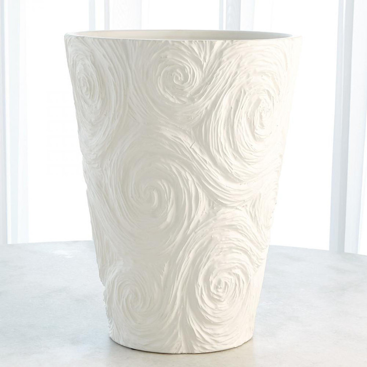 Global Views Swirled Large Matte White Vase 