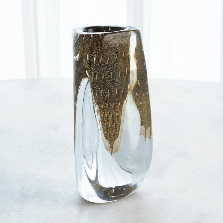 Global Views Triangular Bubbled Gold Vase 