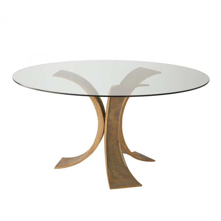 Global Views Lotus Dining Table with 48" Glass Top 