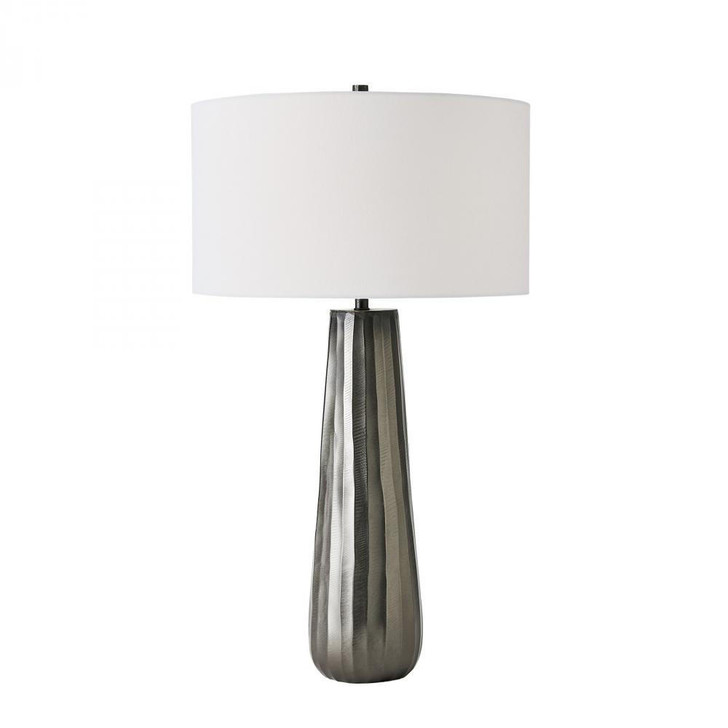 Global Views Chased Round Black Nickel Table Lamp 