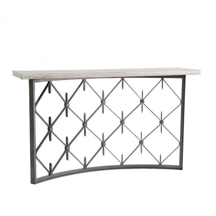 Global Views Sidney Natural Iron with Wood Plank Top Console 