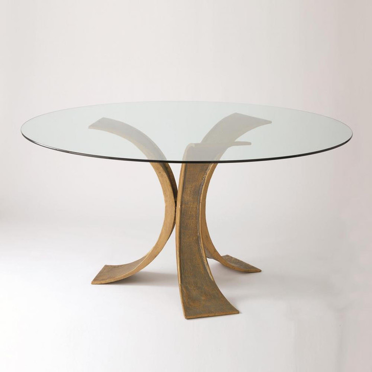 Global Views Lotus Dining Table with 60" Glass Top 