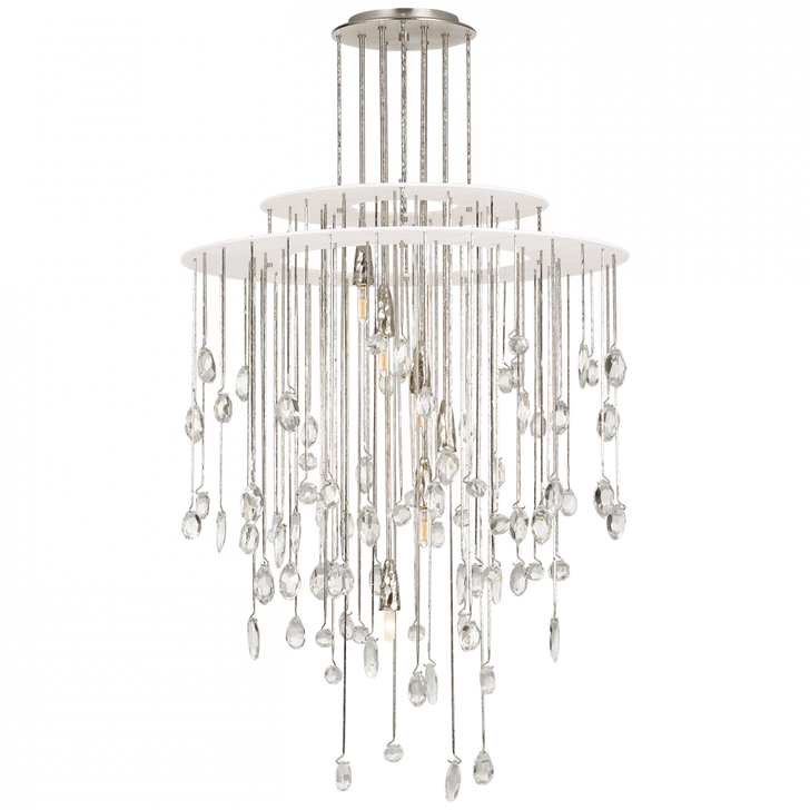 Ralph Lauren Hailee Polished Nickel and Plaster White Medium Sculpted Chandelier 