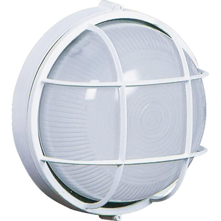 Marine Outdoor Marine Light, 1-Light, White, White Semi-Clear Glass Shade, 10"W (AC5661WH 340402XW)
