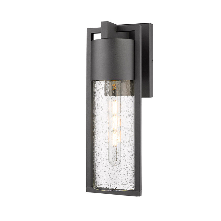 Bond Outdoor Wall Sconce, 1-Light, LED, Black, Clear Seeded Glass Shade, 15.75"H (AC9141BK 34042YPF)