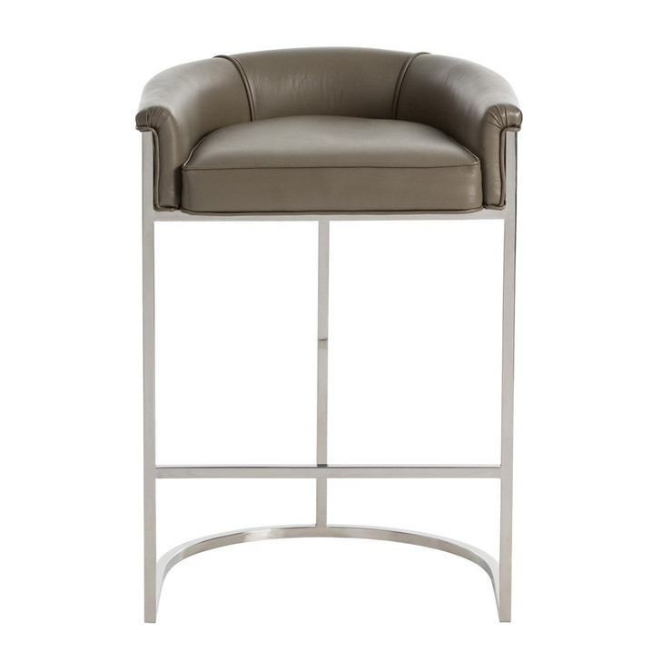 Calvin Bar Stool, Dove Leather, Polished Nickel, 35"H (2820 3CFPT)